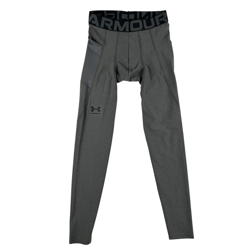 Under Armour Leggings Mens Medium HeatGear Gray Compression Pocket Running Gym